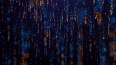 Parlak renkli parçacık konfetisinin 3 boyutlu yansıması zarif bir şekilde yere iner ve havada döner. Parlak ve şık bir sunum için de uygun ideal bir şenlik arka planı.