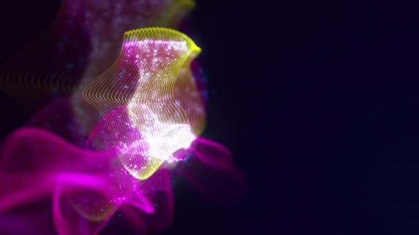 Abstrakt Dynamisk Struktur Sammenflettede Prikker Lys Farget Teknologisk Bakgrunn Laget – stockvideo