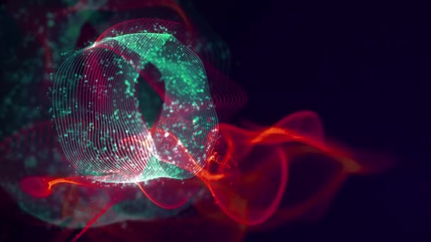 Абстрактная Динамическая Структура Переплетенных Точек Яркий Цветной Технологический Фон Светящихся — стоковое видео