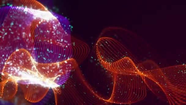 Абстрактна Динамічна Структура Переплетених Точок Яскравий Кольоровий Технологічний Фон Яскравих — стокове відео