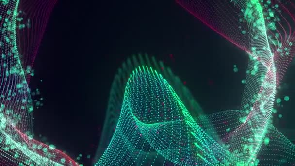 Abstracte Dynamische Structuur Van Verweven Stippen Helder Gekleurde Technologische Achtergrond — Stockvideo
