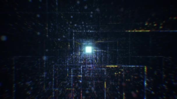 Túnel Digital Abstrato Ciberespaço Constituído Por Partículas Espaço Virtual Constituído — Vídeo de Stock