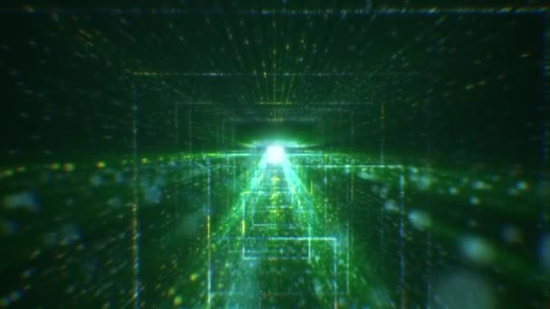 Túnel Digital Abstracto Ciberespacio Formado Por Partículas Espacio Virtual Formado — Vídeos de Stock