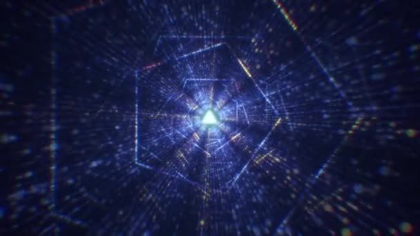 Abstrakt Digital Tunnel Cyberrymden Bestående Partiklar Virtuellt Utrymme Bestående Ljus — Stockvideo
