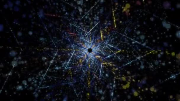 Túnel Digital Abstracto Ciberespacio Formado Por Partículas Espacio Virtual Formado — Vídeos de Stock