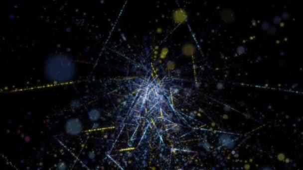 Siber Uzayda Parçacıklardan Oluşan Soyut Dijital Tünel Parlak Bir Geometrik — Stok video