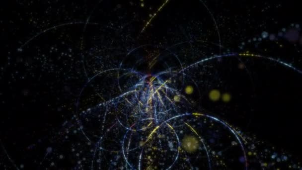 由粒子组成的网络空间数字隧道 由明亮的几何图形流组成的虚拟空间 — 图库视频影像
