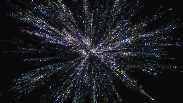 深色背景下明亮粒子的体积结构 设计艺术的对象 形状复杂的恒星 有着明亮的能量流 将装饰任何展示 — 图库视频影像