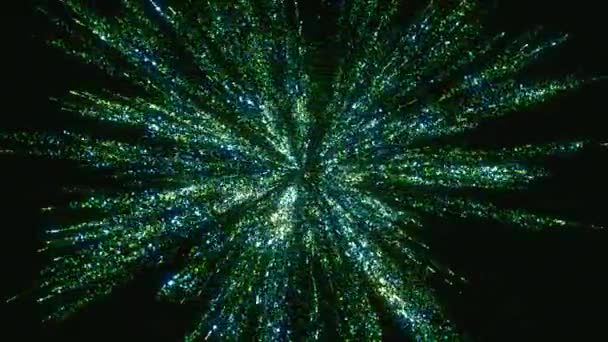 深色背景下明亮粒子的体积结构 设计艺术的对象 形状复杂的恒星 有着明亮的能量流 将装饰任何展示 — 图库视频影像