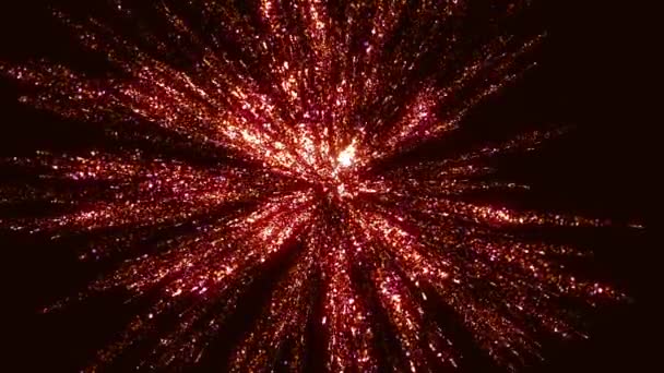 Αφηρημένη Ογκομετρική Δομή Των Φωτεινών Σωματιδίων Σκοτεινό Φόντο Σχεδιαστής Αντικείμενο — Αρχείο Βίντεο