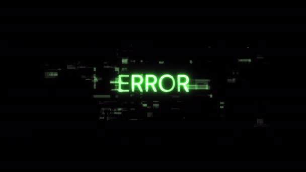 Texto Error Con Efectos Pantalla Fallos Tecnológicos Glitch Pantalla Espectacular — Vídeos de Stock