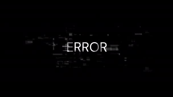 Texto Error Con Efectos Pantalla Fallos Tecnológicos Glitch Pantalla Espectacular — Vídeos de Stock