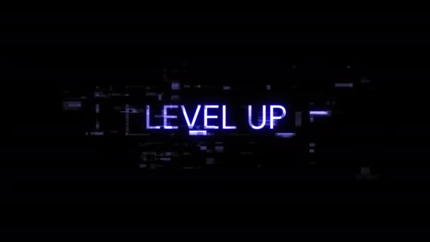 Level Text Screen Effects Technological Failures Spectacular Screen Glitch Various — Stock Video