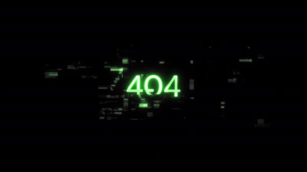 기술적 실패의 효과가있는 404 텍스트 간섭의 종류를 경이로운 스크린 반복된 — 비디오