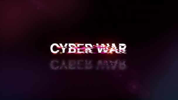 Testo Guerra Cibernetica Con Effetti Sullo Schermo Guasti Tecnologici Spettacolare — Video Stock