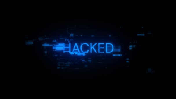 Hacked Teks Dengan Efek Layar Kegagalan Teknologi Cacat Layar Spektakuler — Stok Video