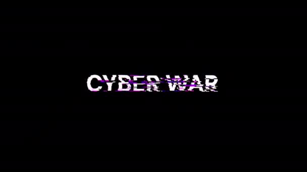 Texto Guerra Cibernética Con Efectos Pantalla Fallos Tecnológicos Glitch Pantalla — Vídeo de stock