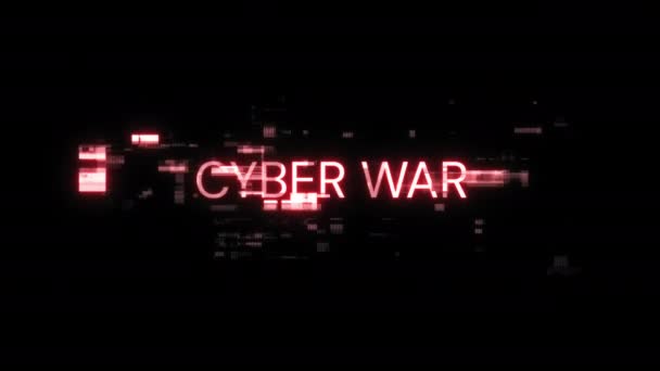 Text Aus Dem Cyberkrieg Mit Bildschirmeffekten Von Technologischem Versagen Spektakuläre — Stockvideo