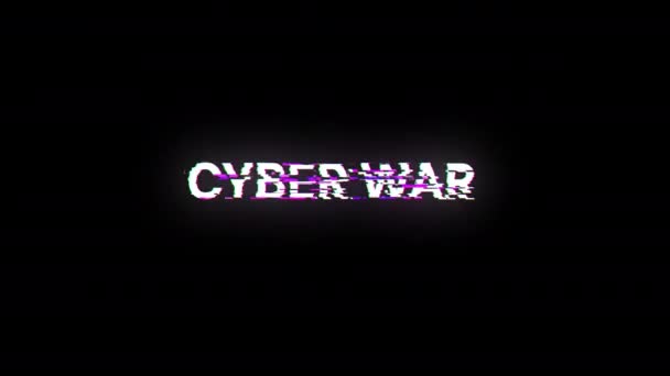 Cyber War Text Screen Effects Technological Failures Spectacular Screen Glitch — Stock Video