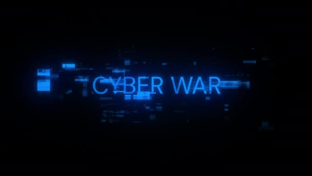 Cyberoorlogstekst Met Schermeffecten Van Technologische Storingen Spectaculaire Schermstoring Met Verschillende — Stockvideo