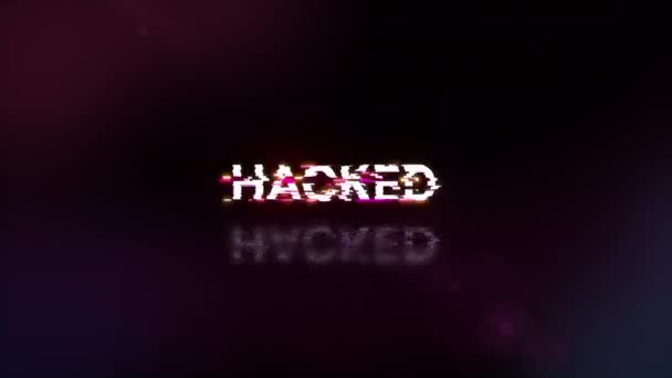 Hacked Teks Dengan Efek Layar Kegagalan Teknologi Glitch Layar Spektakuler — Stok Video