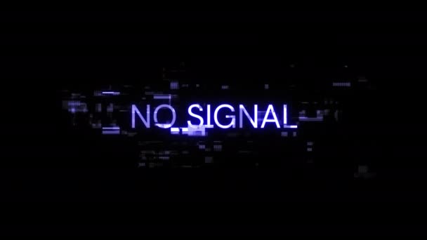 Geen Signaaltekst Met Schermeffecten Van Technologische Storingen Spectaculaire Schermstoring Met — Stockvideo
