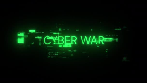 Text Aus Dem Cyberkrieg Mit Bildschirmeffekten Von Technologischem Versagen Spektakuläre — Stockvideo