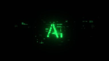 Teknolojik arızaların ekran efektleriyle üç boyutlu yapay zeka metni oluşturuluyor. Çeşitli parazitlerle muhteşem ekran arızası