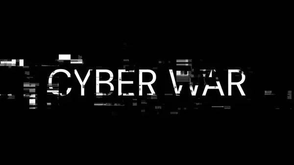 Rendu Texte Guerre Cybernétique Avec Des Effets Écran Défaillances Technologiques — Photo
