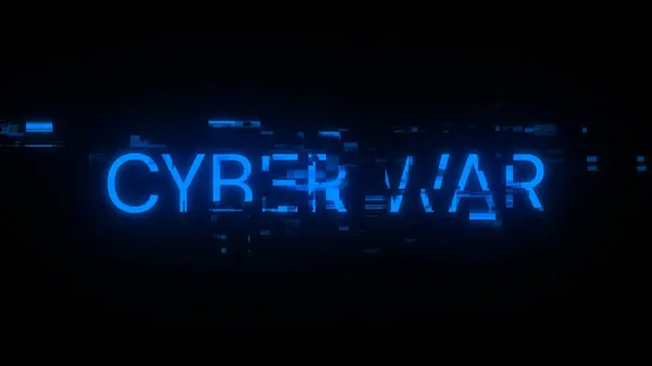 Rendering Cyberkrig Text Med Skärmeffekter Tekniska Misslyckanden Spektakulärt Skärmglapp Med — Stockfoto