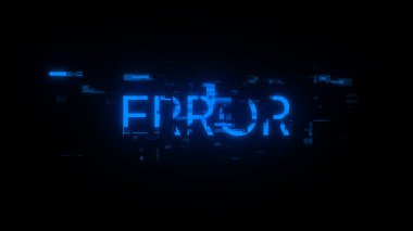 Teknolojik arızaların ekran efektleriyle birlikte 3D metin oluşturuluyor. Çeşitli parazitlerle muhteşem ekran arızası