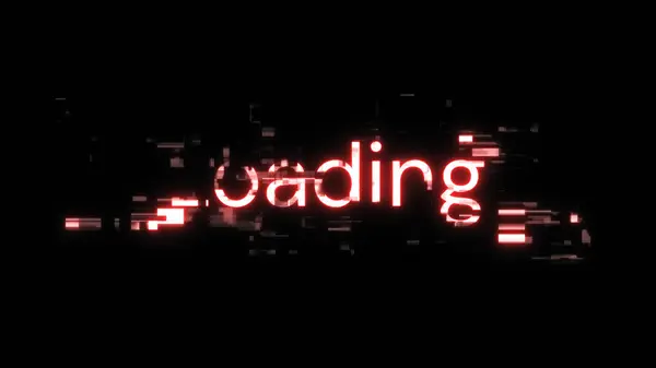 3D rendering loading text with screen effects of technological failures. Spectacular screen glitch with various kinds of interference