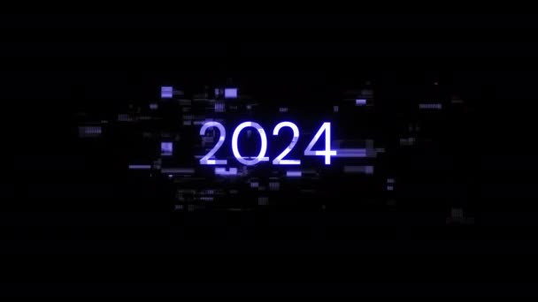 2024 Szöveg Technológiai Hibák Kijelzőhatásaival Látványos Képernyőhiba Különböző Interferenciákkal Hurok — Stock videók