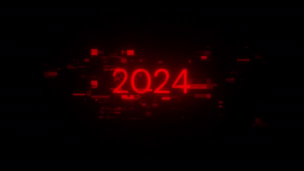 2024 Text Med Skärmeffekter Tekniska Fel Spektakulärt Skärmglapp Med Olika — Stockvideo