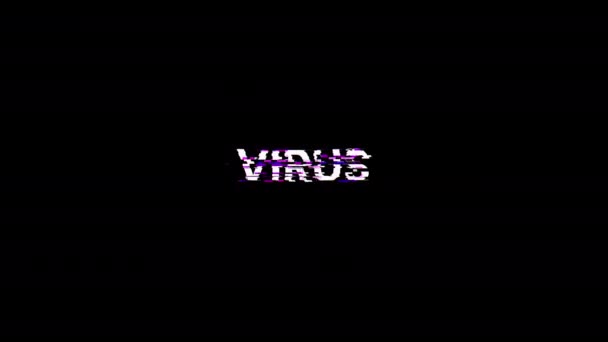 Virustekst Met Schermeffecten Van Technologische Storingen Spectaculaire Schermstoring Met Verschillende — Stockvideo