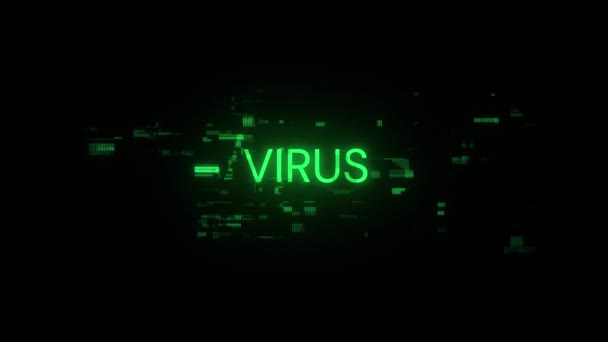 テクノロジー障害のスクリーンエフェクトによるウイルステキスト さまざまな種類の干渉との壮大なスクリーン グリッチ ループド — ストック動画