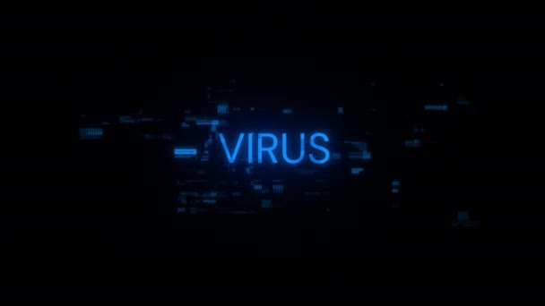 Texto Virus Con Efectos Pantalla Fallos Tecnológicos Glitch Pantalla Espectacular — Vídeos de Stock