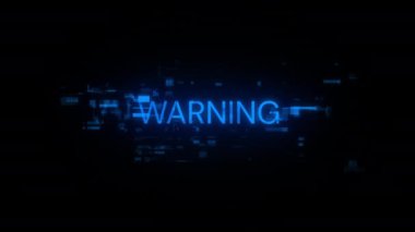 Teknolojik arızaların ekran efektleri içeren uyarı metni. Çeşitli parazitlerle muhteşem ekran arızası. Döngülü