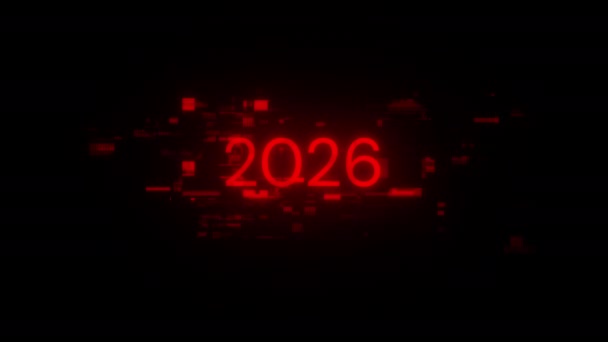 2026 Tekst Met Schermeffecten Van Technologische Storingen Spectaculaire Schermstoring Met — Stockvideo