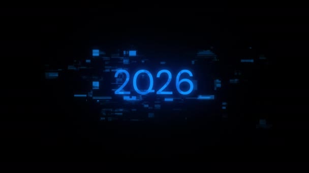 2026 Szöveg Technológiai Hibák Kijelzőhatásaival Látványos Képernyőhiba Különböző Interferenciákkal Hurok — Stock videók