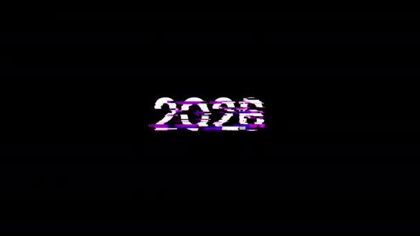2026年带有技术故障屏幕效果的文本 具有各种干扰的目视屏故障 — 图库视频影像