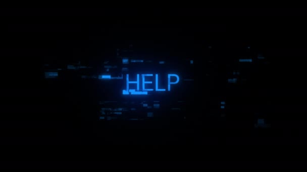 Help Text Screen Effects Technological Failures Spectacular Screen Glitch Various — Stock Video