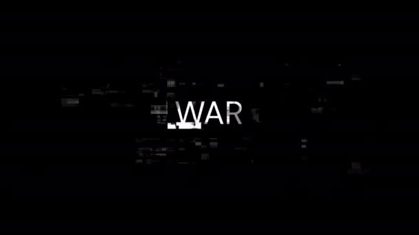 Oorlogstekst Met Schermeffecten Van Technologische Storingen Spectaculaire Schermstoring Met Verschillende — Stockvideo