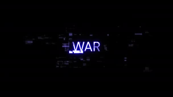テクノロジー障害のスクリーンエフェクトによる戦争テキスト さまざまな種類の干渉との壮大なスクリーン グリッチ ループド — ストック動画
