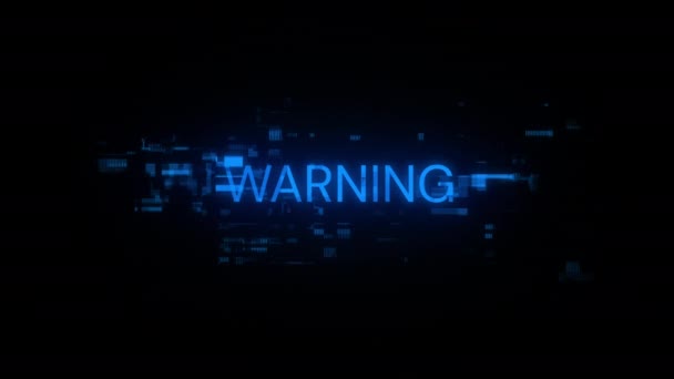 Warntext Mit Bildschirmeffekten Bei Technischem Versagen Spektakuläre Bildschirm Panne Mit — Stockvideo
