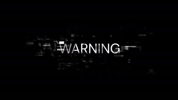 技術的な故障のスクリーン効果の警告テキスト さまざまな種類の干渉との壮大なスクリーン グリッチ ループド — ストック動画