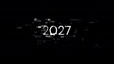 Teknolojik arızaların ekran efektleri içeren 2027 metni. Çeşitli parazitlerle muhteşem ekran arızası. Döngülü