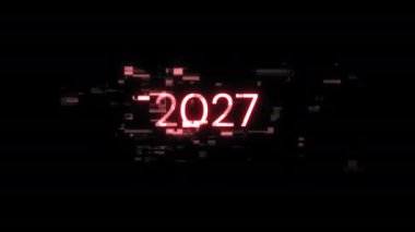 Teknolojik arızaların ekran efektleri içeren 2027 metni. Çeşitli parazitlerle muhteşem ekran arızası. Döngülü