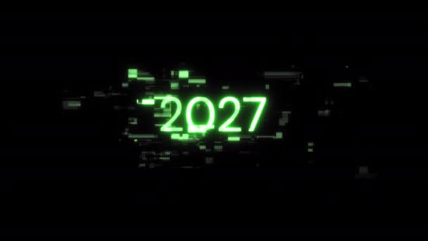 2027年带有技术故障屏幕效果的文本 具有各种干扰的目视屏故障 — 图库视频影像