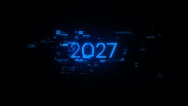2027 Text Med Skärmeffekter Tekniska Fel Spektakulärt Skärmglapp Med Olika — Stockvideo